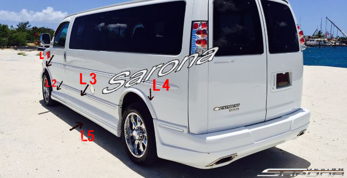 Custom GMC Savana Van  Long Wheel Base Side Skirts (2003 - 2025) - $2450.00 (Part #GM-013-SS)